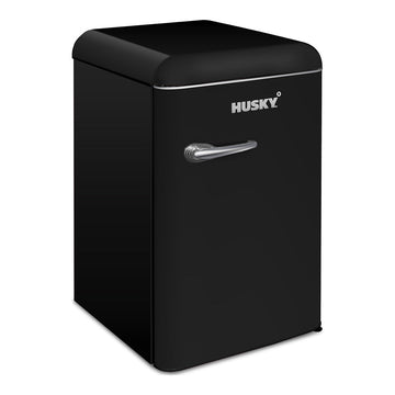 Husky 118L Solid Door Retro Style Bar Fridge in Black (HUSRET135BKHU)