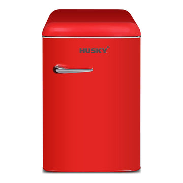 Husky 118L Solid Door Retro Style Bar Fridge in Red (HUSRET135RDHU)