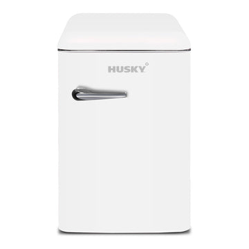 Husky 118L Solid Door Retro Style Bar Fridge in White (HUSRET135WHHU)