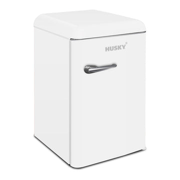 Husky 118L Solid Door Retro Style Bar Fridge in White (HUSRET135WHHU)