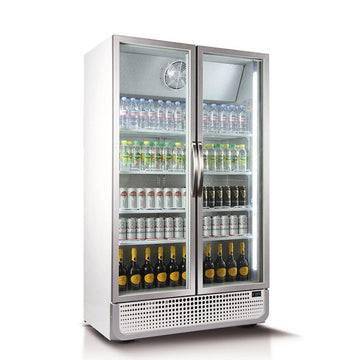 Husky 975L Double Glass Door Commercial Fridge in White (C10PRO-H-WHAUHU)
