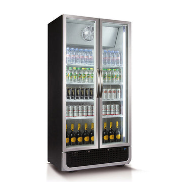 Husky 795L Double Glass Door Commercial Fridge in Black (C8PRO-H-BK-AUHU)