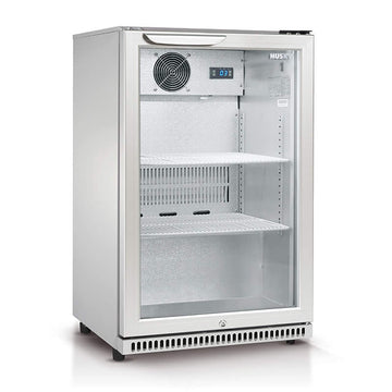 Husky 118L Single Glass Door Outdoor Bar Fridge/Drinks Chiller in Silver (HUS-C1-840)