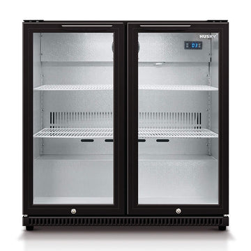 Husky 190L Double Glass Door Outdoor Bar Fridge/Drinks Chiller in Black (HUS-C2-840-BLK)