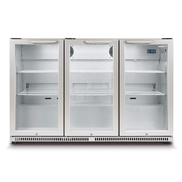 Husky 307L Triple Glass Door Bar Fridge/Drinks Chiller In Silver (HUS-C3-840)