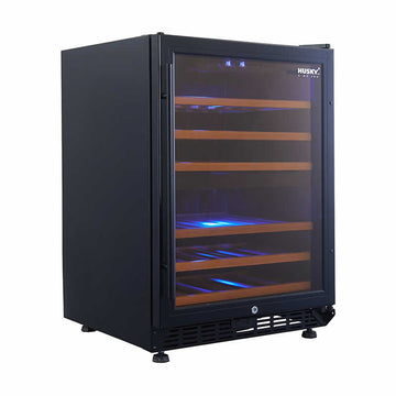 Husky Vino Pro 154L Dual Zone Under Counter Wine Fridge in Black Door Trim (HUS-WC54D-BK-ZY)