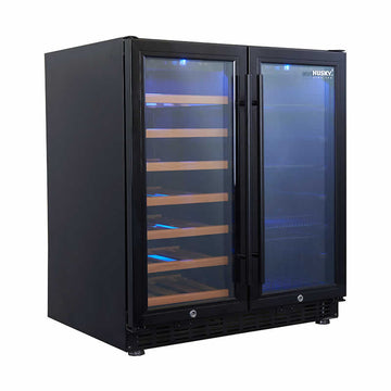 Husky Vino Pro Double Door Wine Fridge & Drinks Chiller in Black Door Trim (HUS-WC66B-BK-ZY)