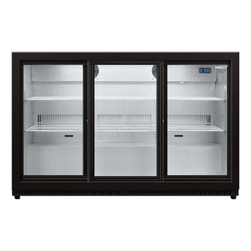 Husky 307L Triple Sliding Glass Door Outdoor Drinks Chiller/Bar Fridge In Black (HUS-C3-BLK-SD)