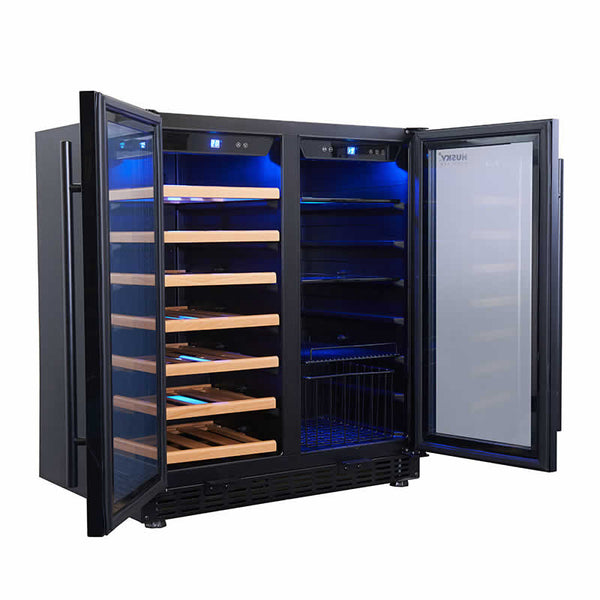 Husky Vino Pro Double Door Wine Fridge in Black (HUSWC66BBKZY)